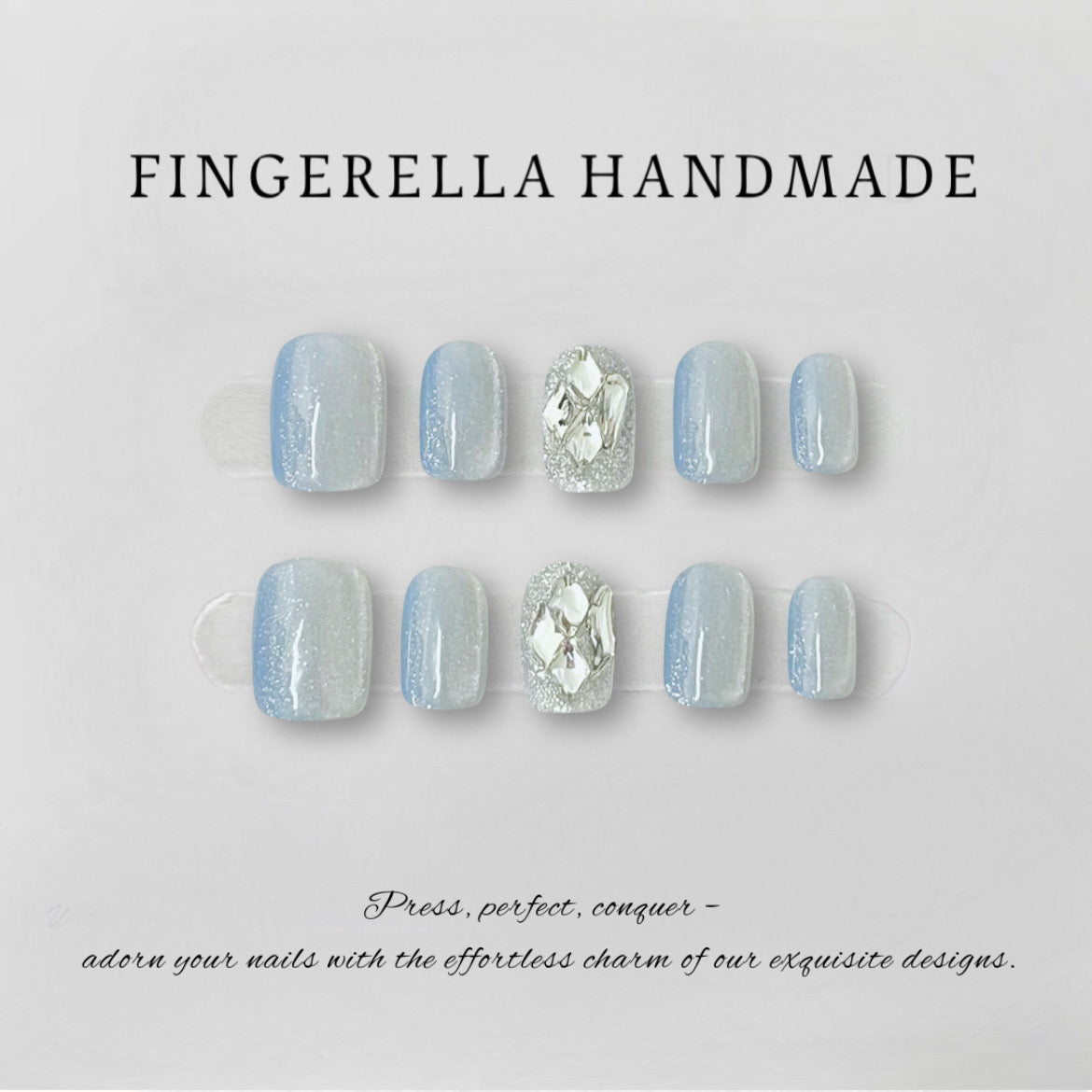 Sapphire Elegance Nails | Handmade Press-On Nails