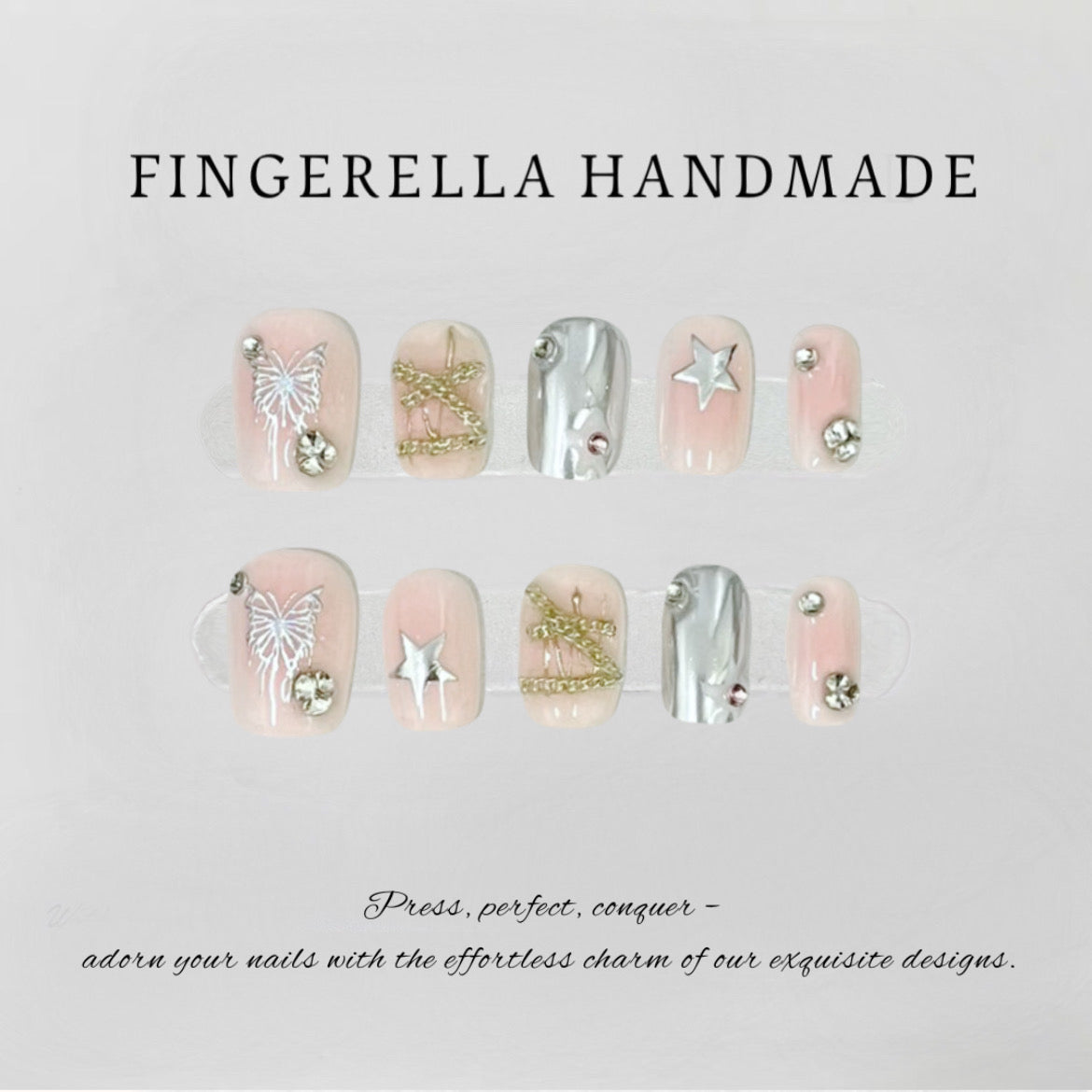 Starry Blush Twilight Nails | Handmade Press-On Nails