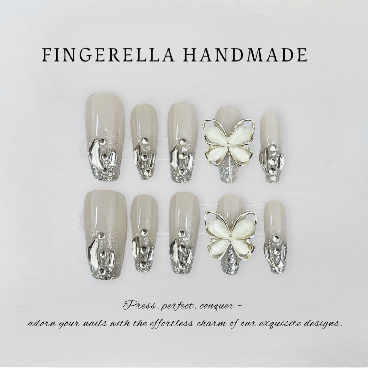 Diamond Butterfly | Handmade Press-On Nails