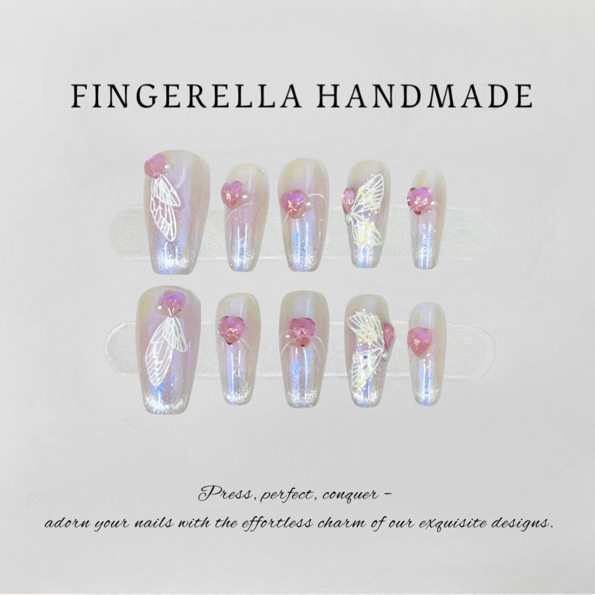 Fluttering Love Wings | Handmade Press-On Nails