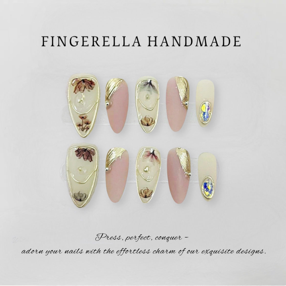 Almond Flower | Handmade Press-On Nails Display