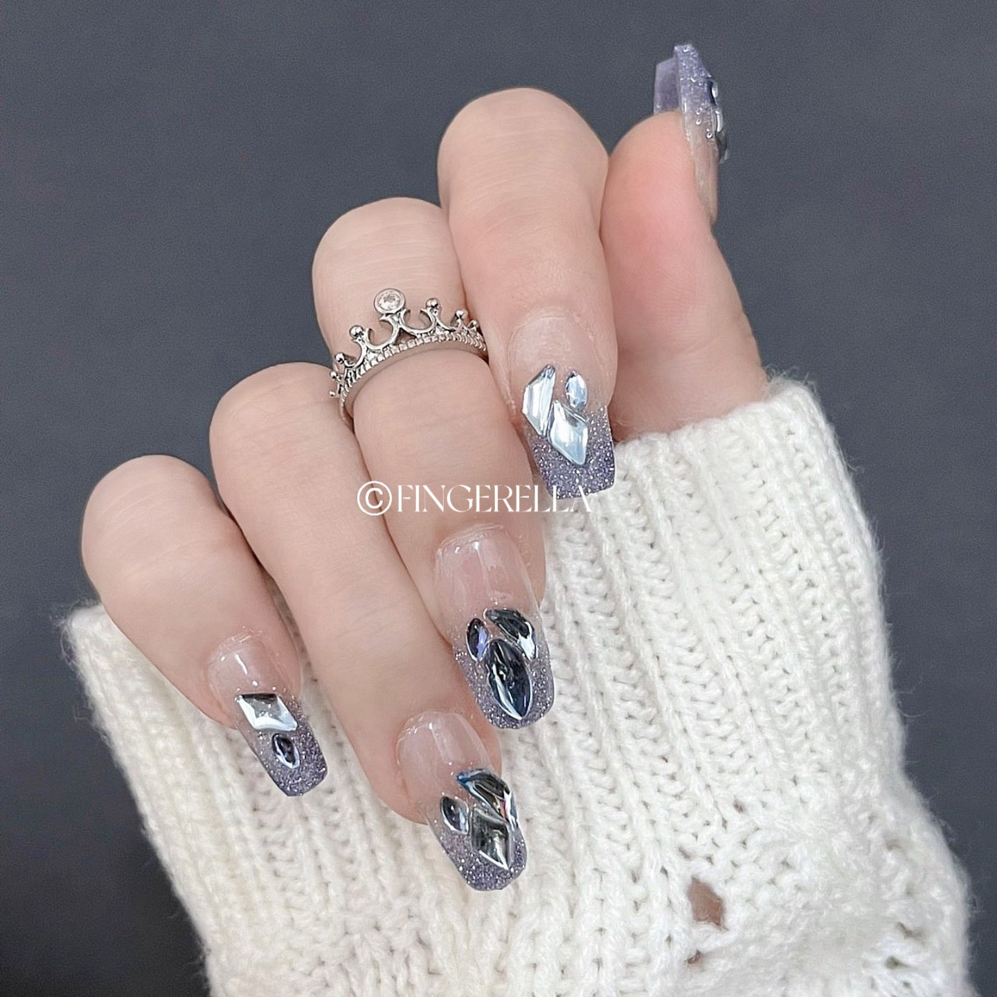 Blue Glitter | Handmade Press-On Nails