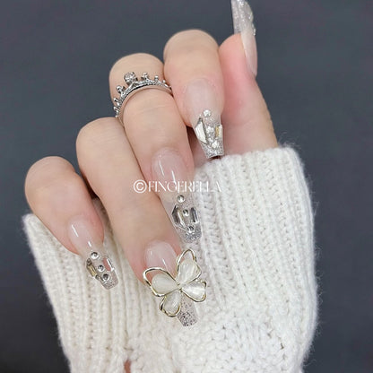 Diamond Butterfly | Handmade Press-On Nails