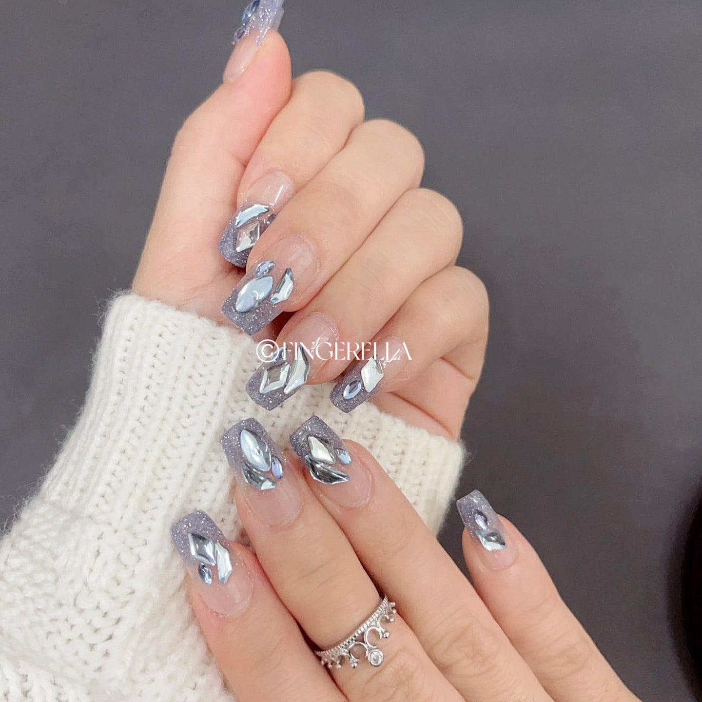 Blue Glitter | Handmade Press-On Nails