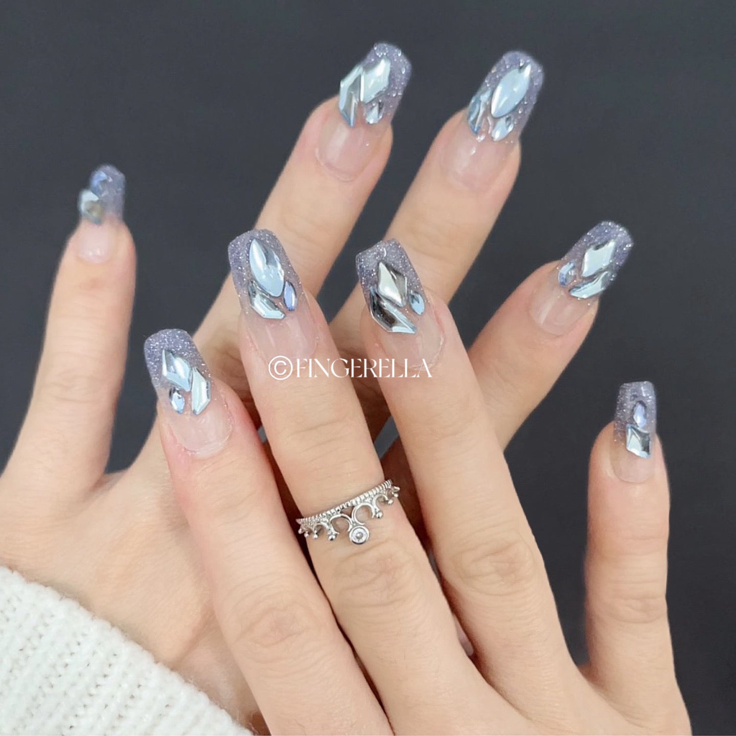 Blue Glitter | Handmade Press-On Nails