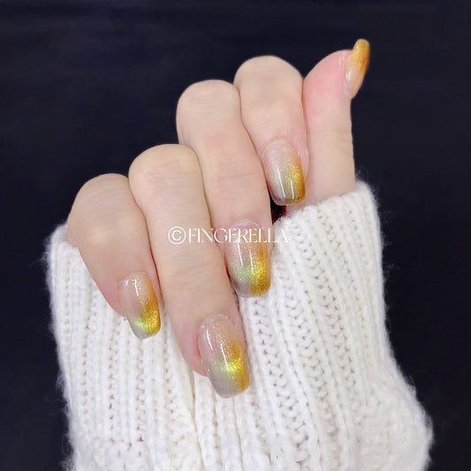 Golden Cat Eyes | Handmade Press-On Nails