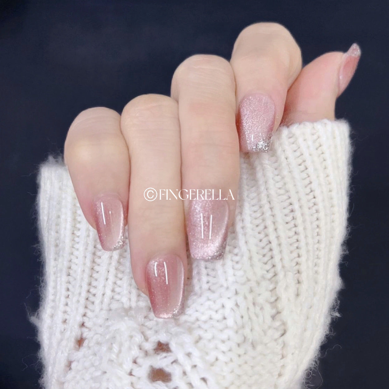 Natural Cat Eye (Pink) | Handmade Press-On Nails