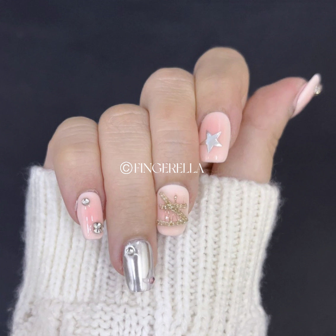 Starry Blush Twilight Nails | Handmade Press-On Nails