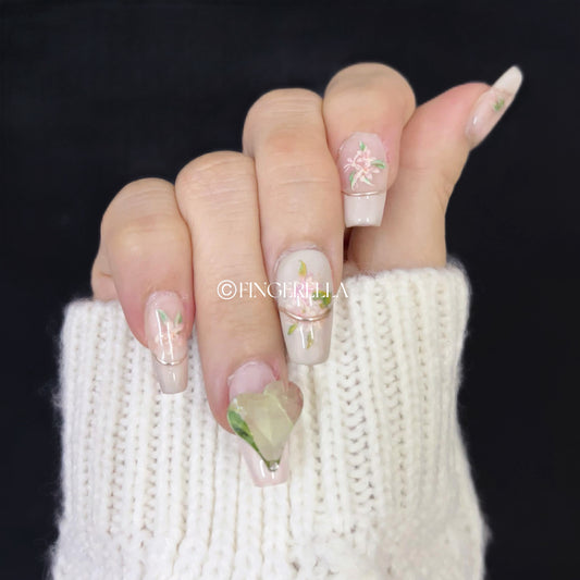 Crystal Bloom | Handmade Press-On Nails