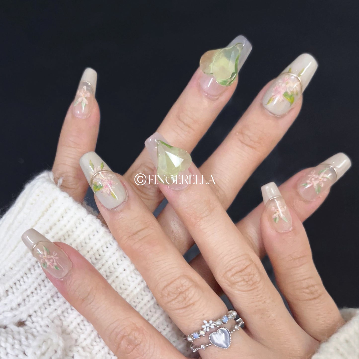 Crystal Bloom | Handmade Press-On Nails